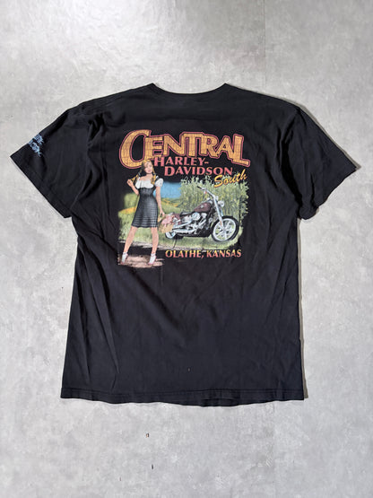 90s Vintage Harley Davidson Call of the Wild Faded Black T-Shirt -L
