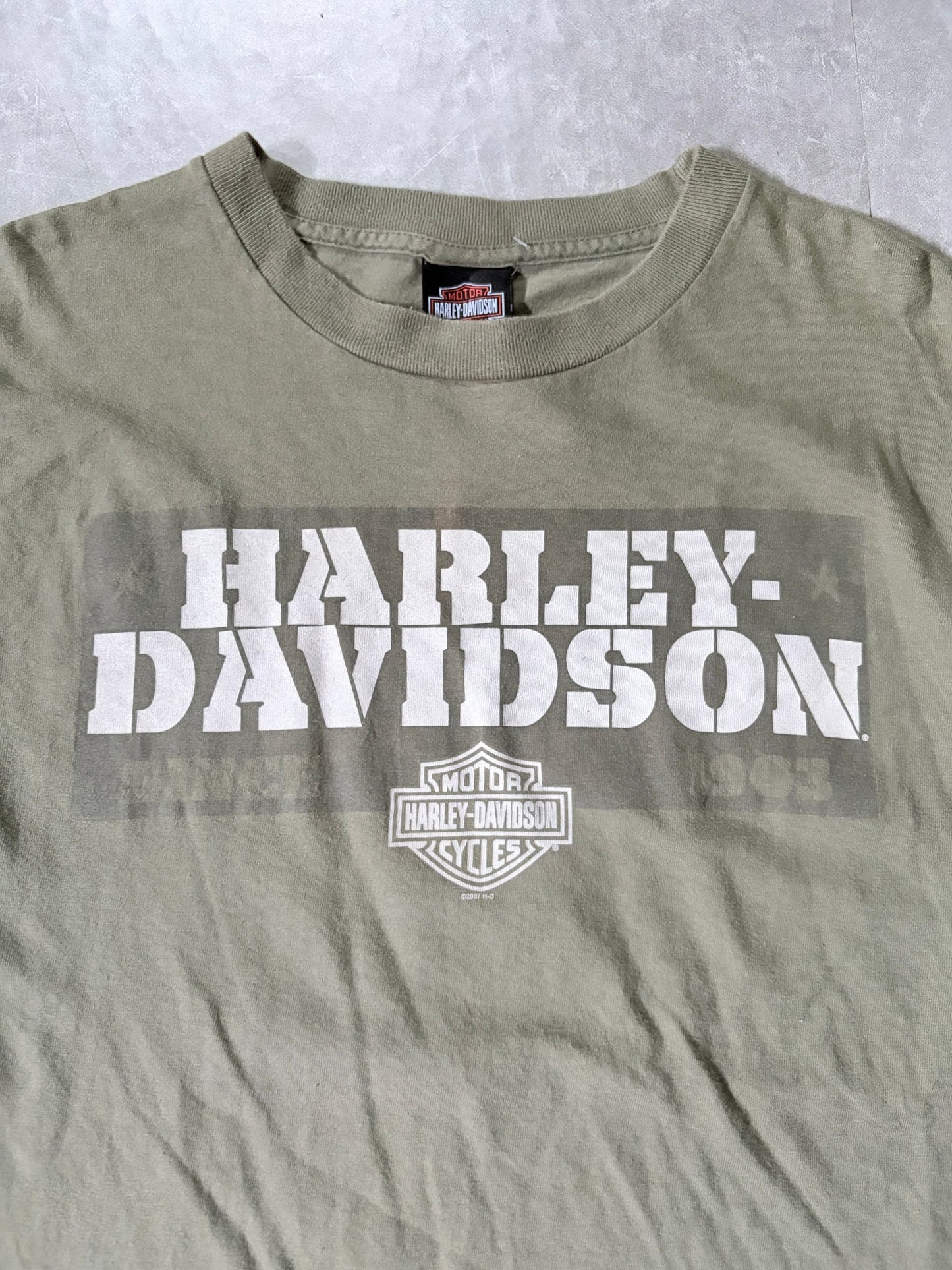 2000s Vintage Harley Davidson Light Green T-Shirt -XL