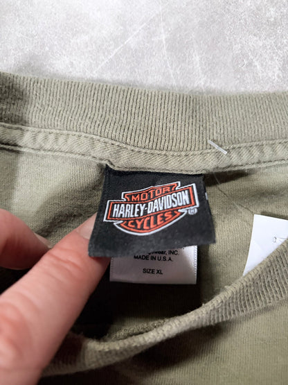 2000s Vintage Harley Davidson Light Green T-Shirt -XL