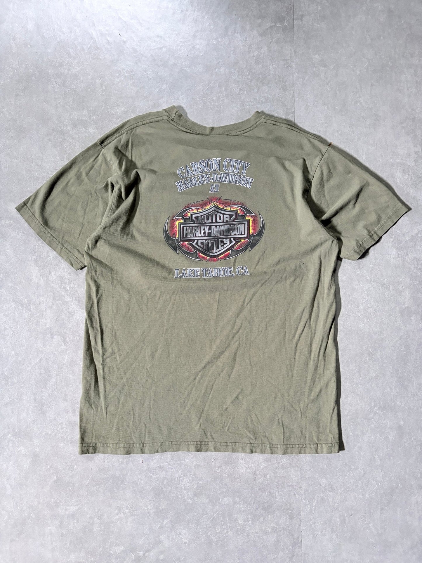 2000s Vintage Harley Davidson Light Green T-Shirt -XL