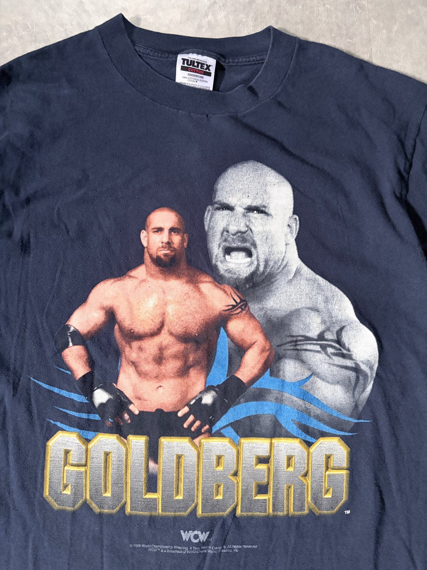 90s Vintage Goldberg WCW Navy T-Shirt -L