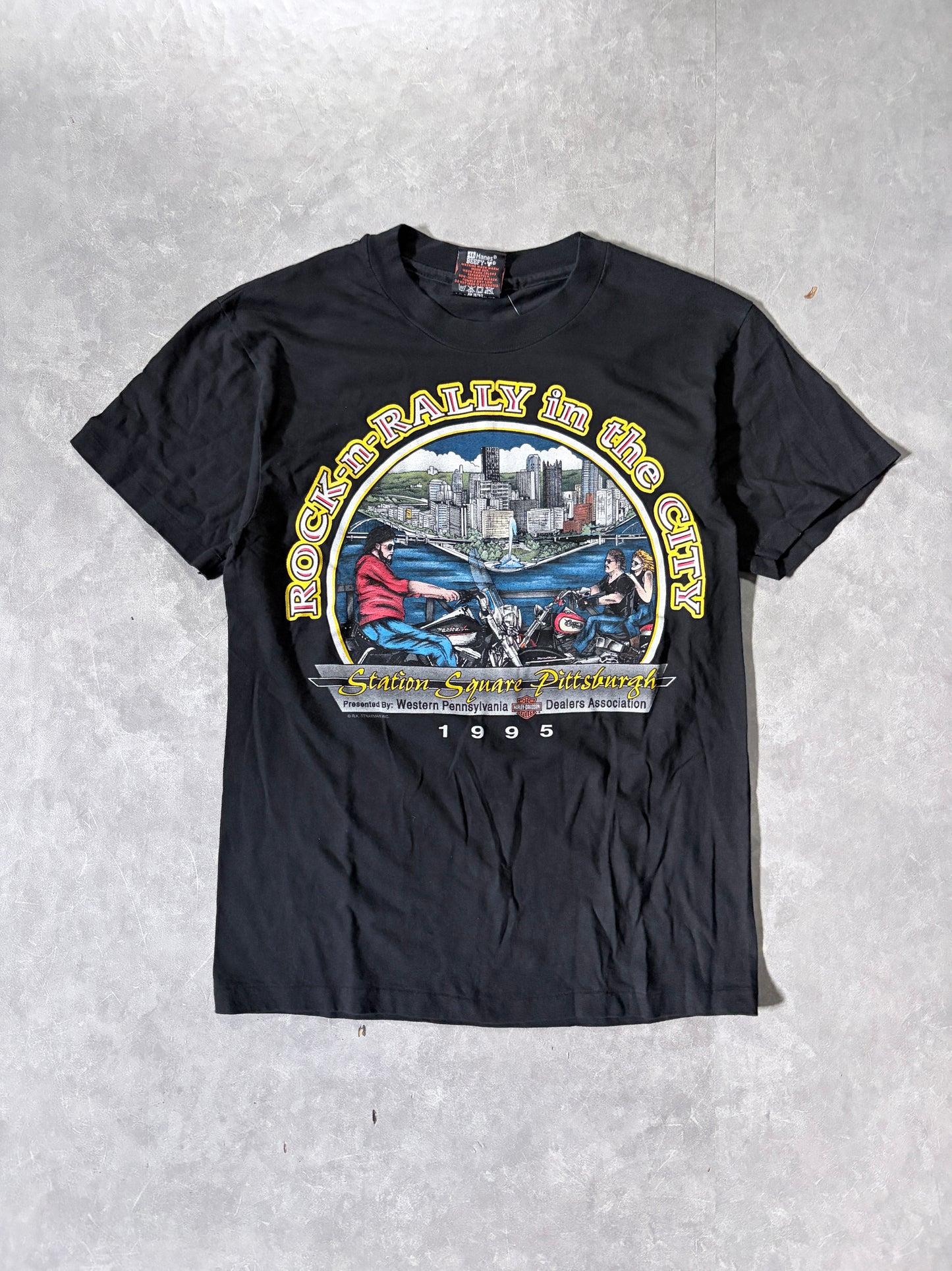 1995 Vintage Harley Davidson Pittsburgh Rally Black T-Shirt -S