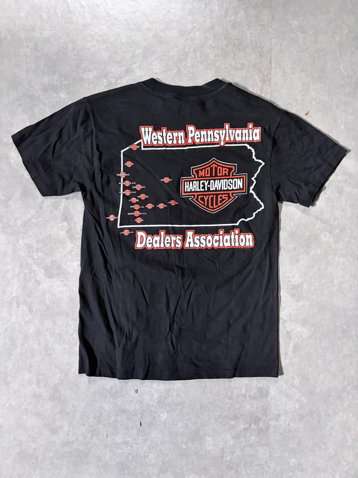 1995 Vintage Harley Davidson Pittsburgh Rally Black T-Shirt -S