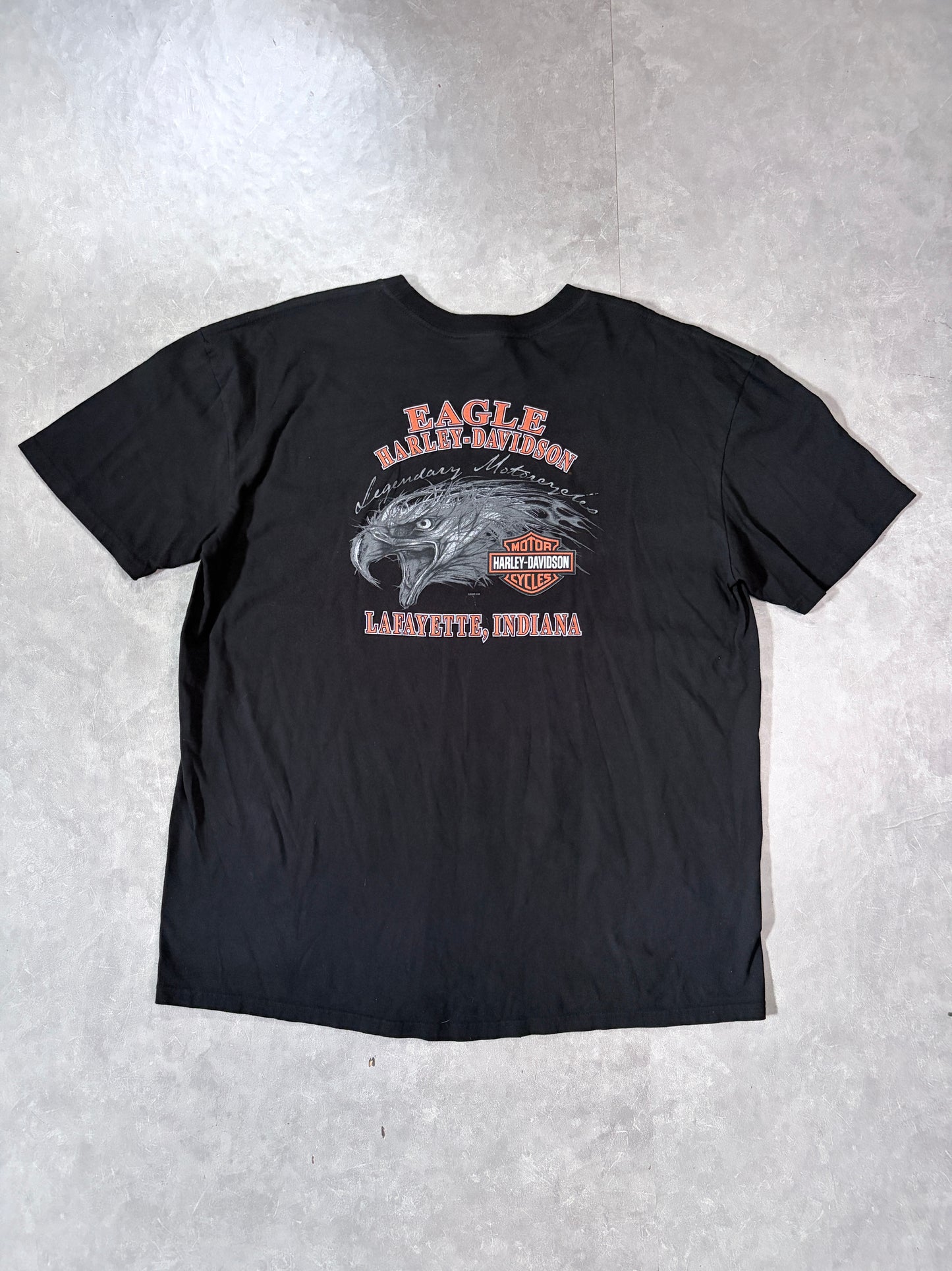 2000s Vintage Harley Davidson Flaming Eagle Black T-Shirt -XXL