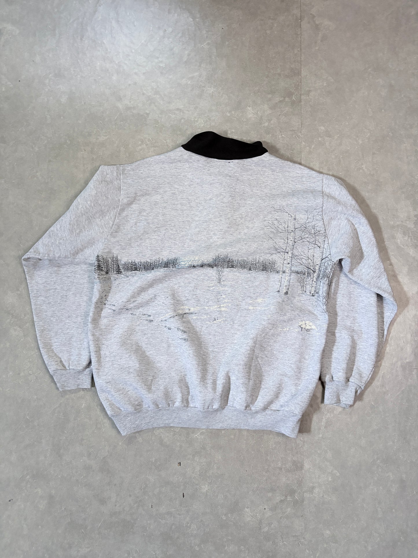 90s Vintage Wolves Nature Wrap Around Heather Grey Crewneck -L