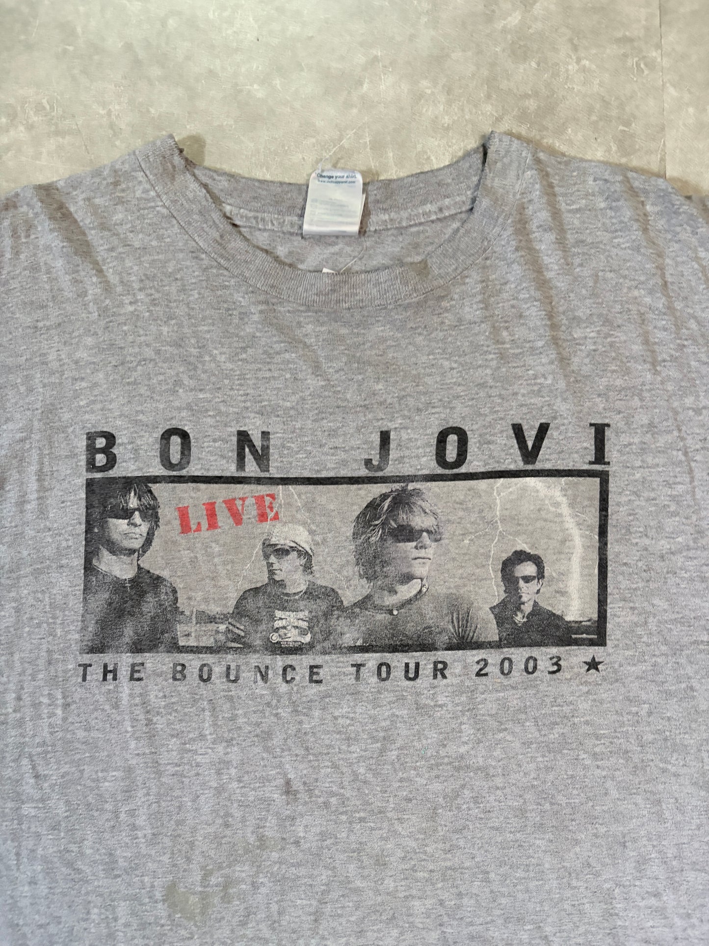 2003 Vintage Bon Jovi Bounce Tour Grey Band T-Shirt -XL