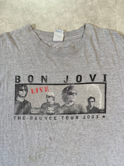 2003 Vintage Bon Jovi Bounce Tour Grey Band T-Shirt -XL