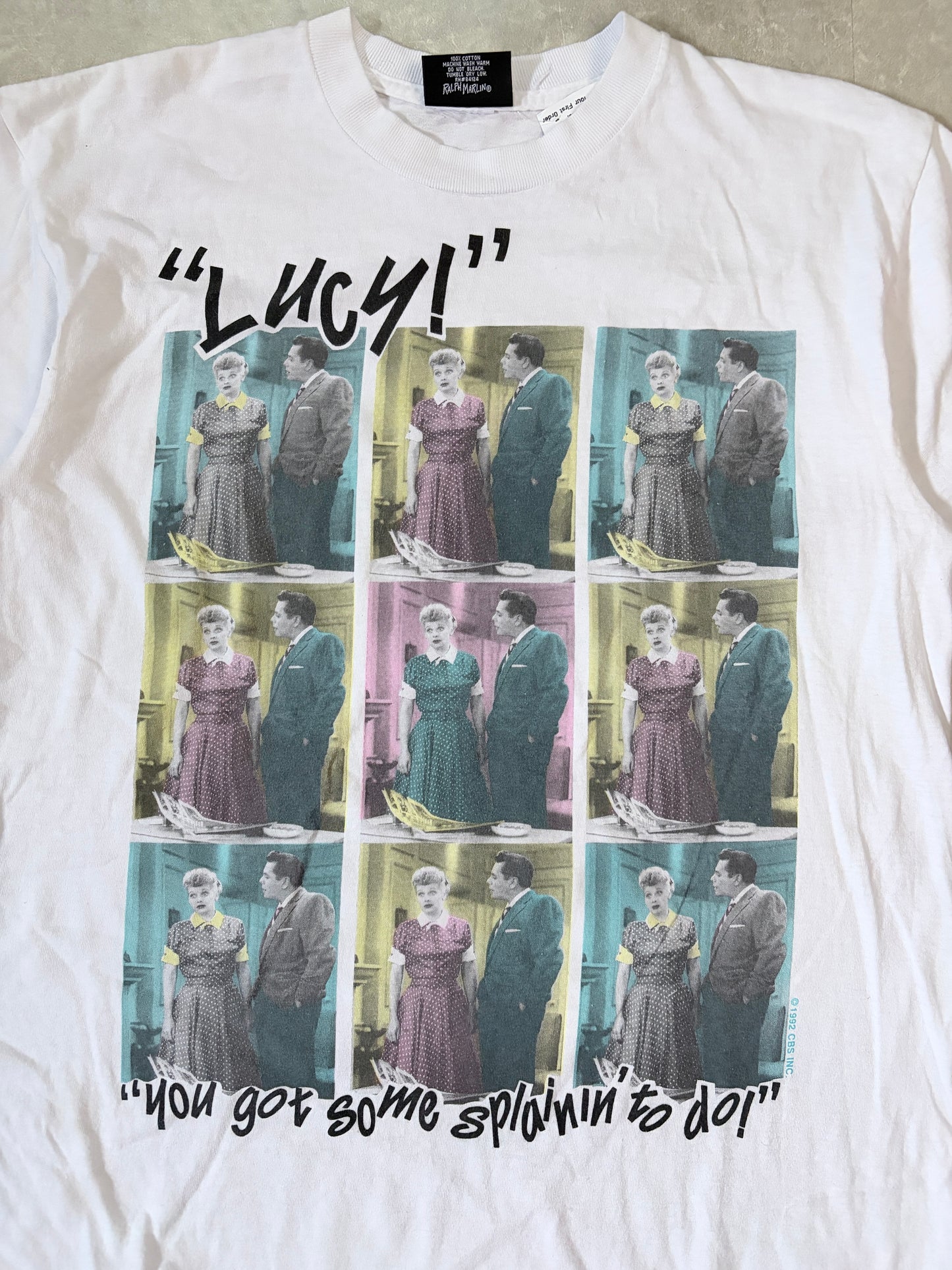 90s Vintage I Love Lucy White T-Shirt -L