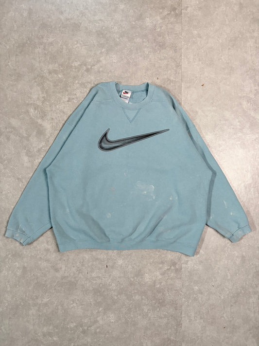 90s Vintage Nike Distressed Teal Crewneck -L - L | Martin City Vintage