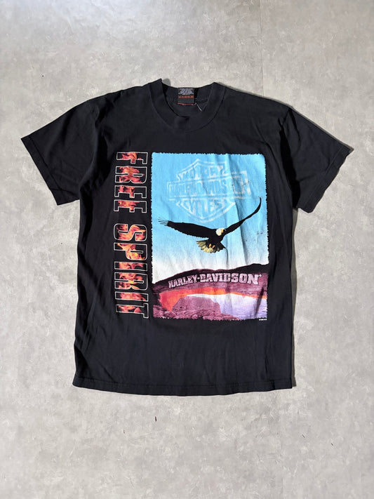 90s Vintage Harley Davidson Free Spirit Black T-Shirt -M - M | Martin City Vintage