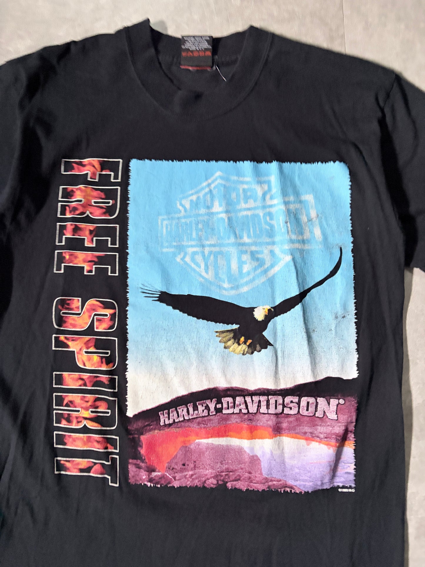 90s Vintage Harley Davidson Free Spirit Black T-Shirt -M