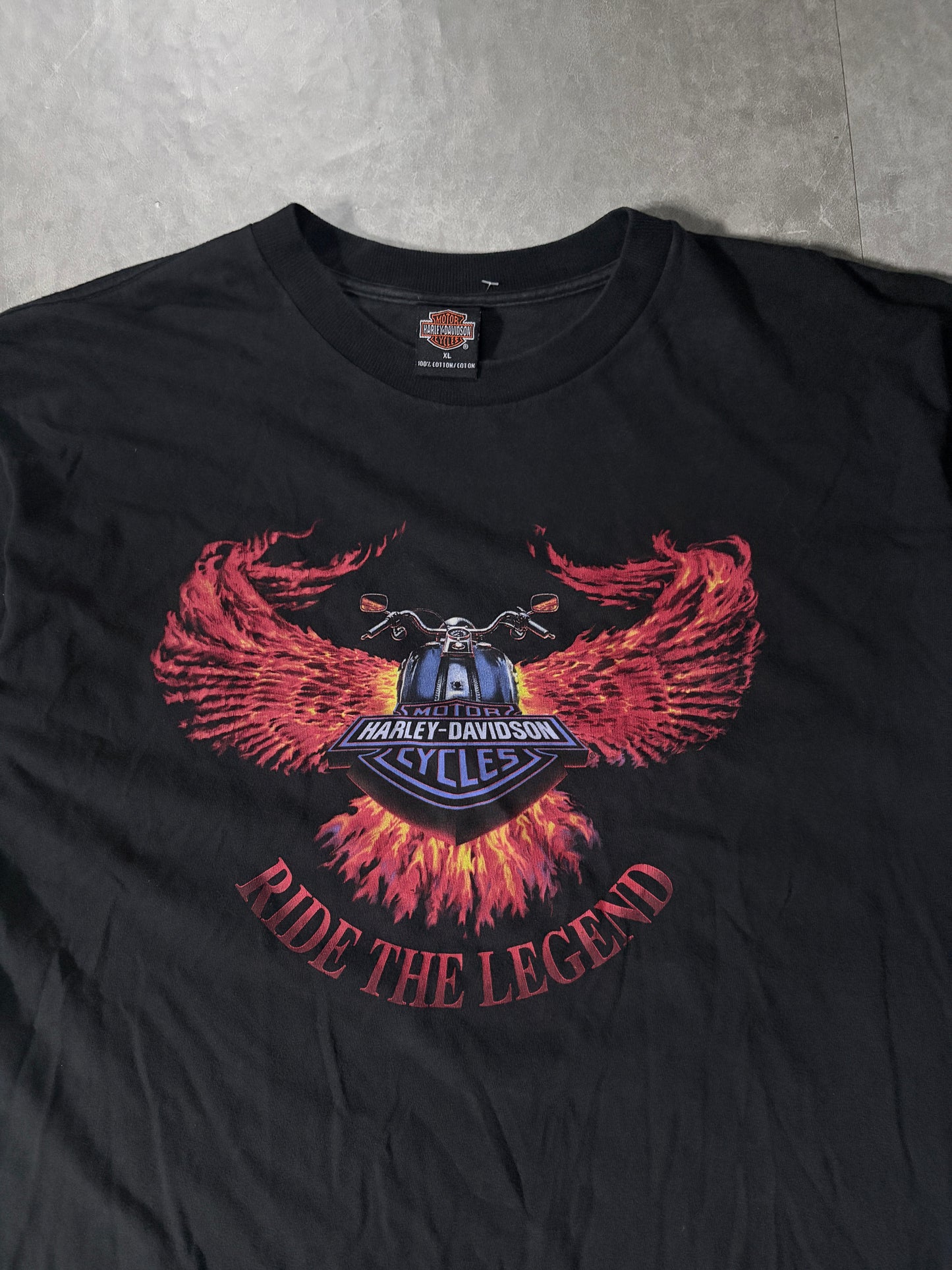90s Vintage Harley Davidson Ride The Legend Black T-Shirt -XL