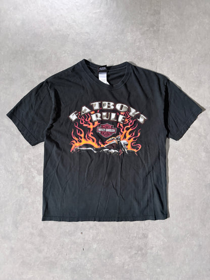 2000s Vintage Harley Davidson Fatboys Rule Black T-Shirt -L