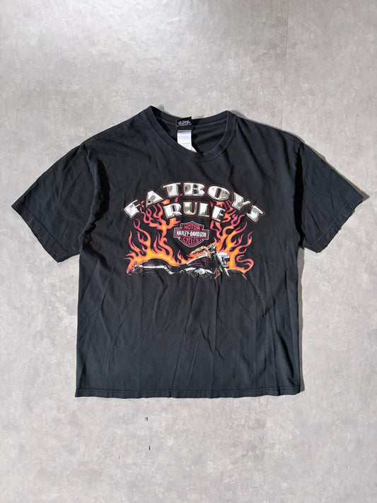 2000s Vintage Harley Davidson Fatboys Rule Black T-Shirt -L - L | Martin City Vintage