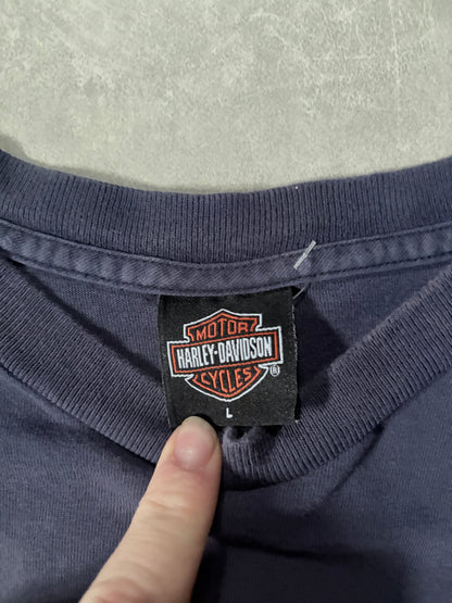 90s Vintage Harley Davidson Faded Navy Pocket T-Shirt -L