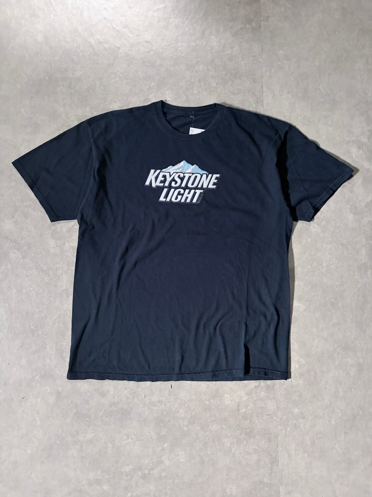 2000s Vintage Keystone Light Beer Navy T-Shirt -L