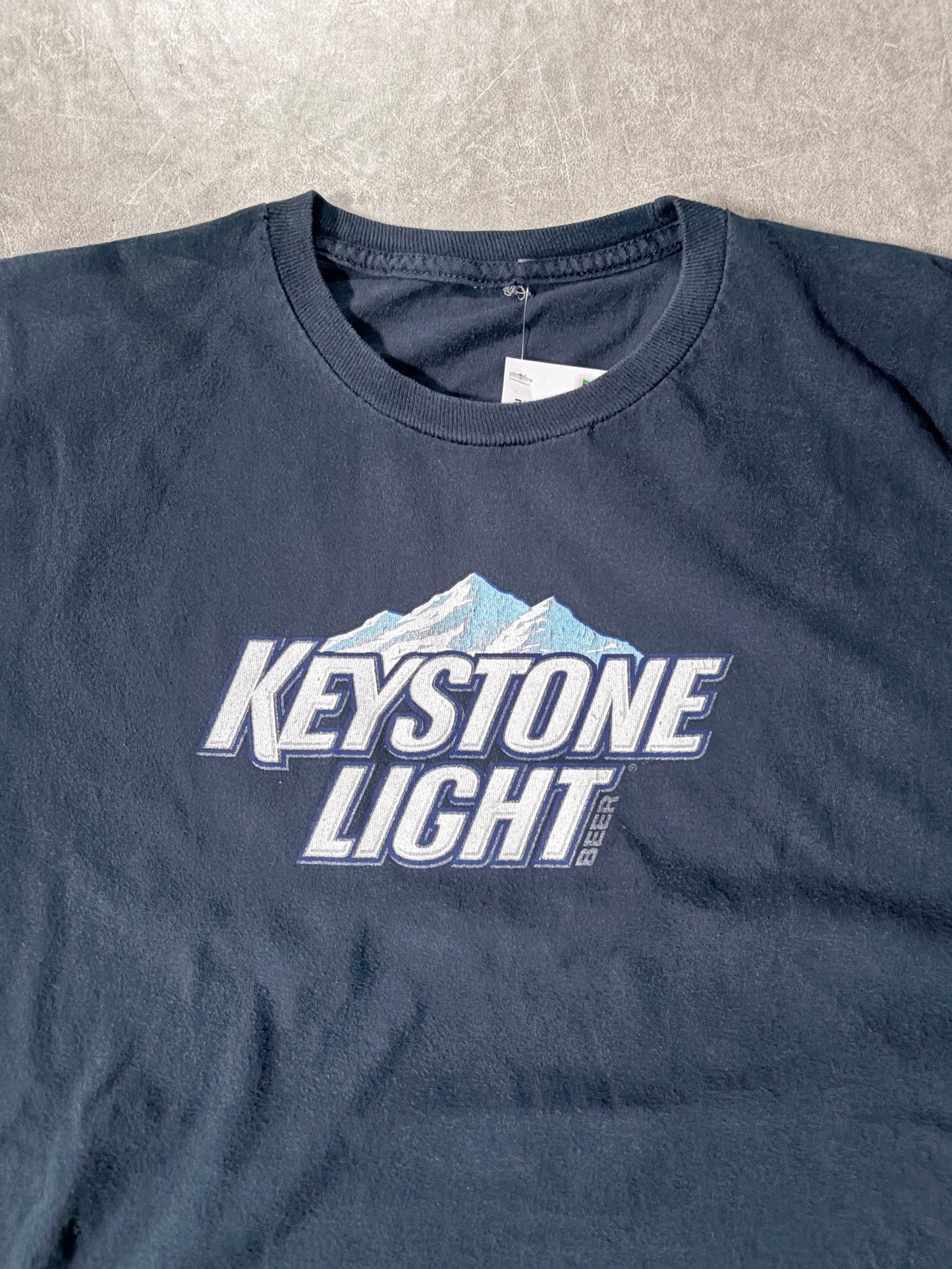 2000s Vintage Keystone Light Beer Navy T-Shirt -L