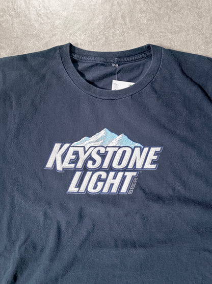 2000s Vintage Keystone Light Beer Navy T-Shirt -L