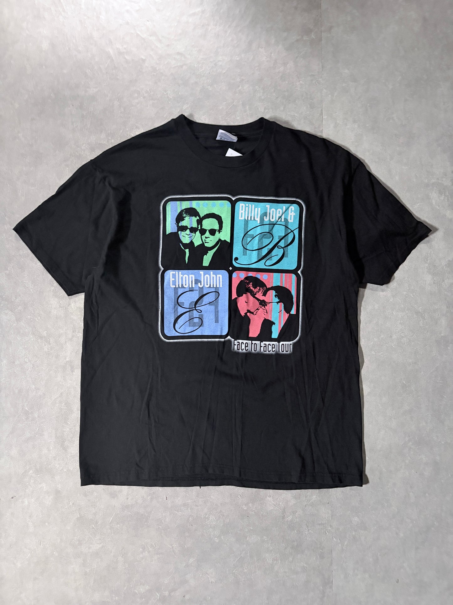 2001 Vintage Elton John Billy Joel Face To Face Tour Black T-Shirt -XL