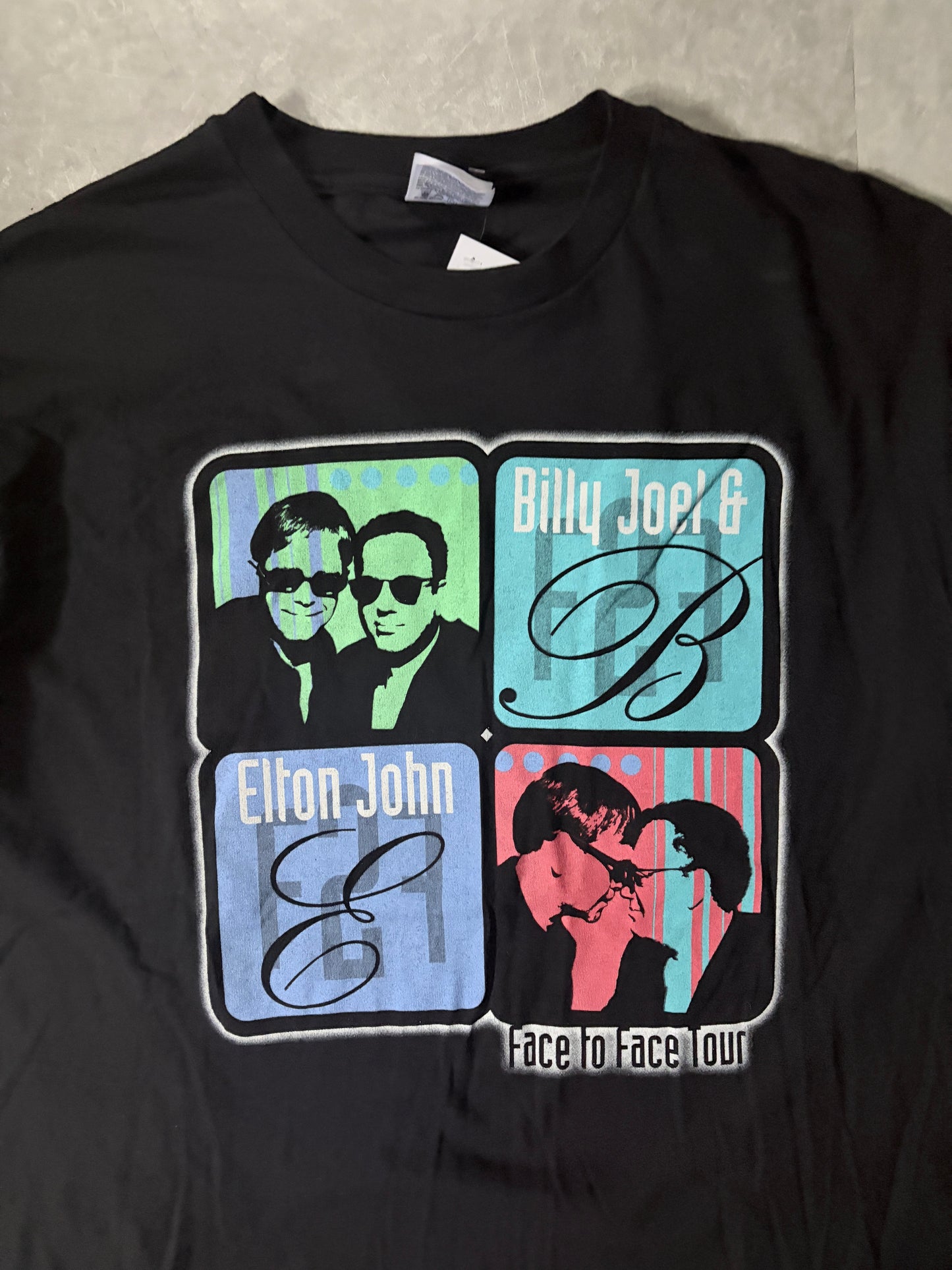 2001 Vintage Elton John Billy Joel Face To Face Tour Black T-Shirt -XL