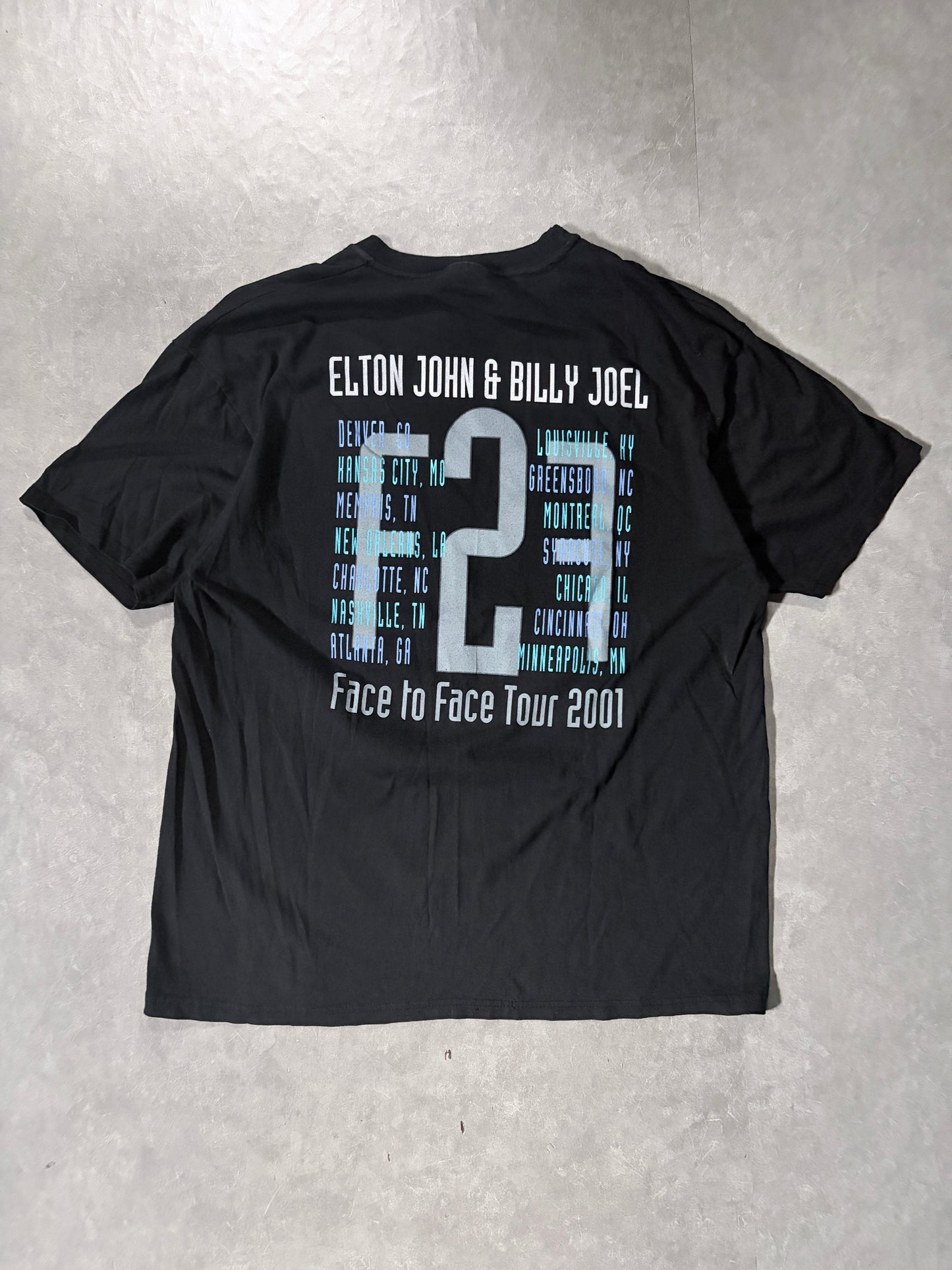 2001 Vintage Elton John Billy Joel Face To Face Tour Black T-Shirt -XL