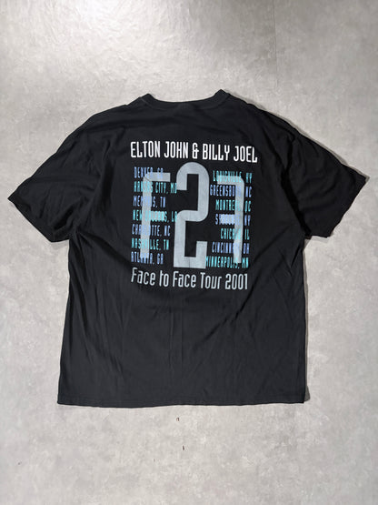 2001 Vintage Elton John Billy Joel Face To Face Tour Black T-Shirt -XL