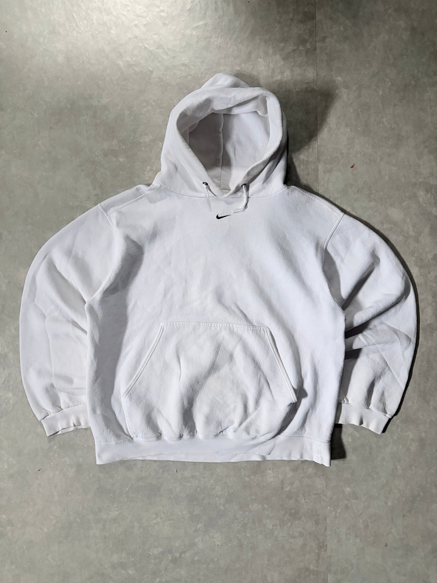 90s Vintage Nike Center Swoosh White Hoodie -L