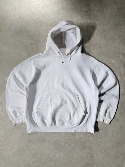 90s Vintage Nike Center Swoosh White Hoodie -L