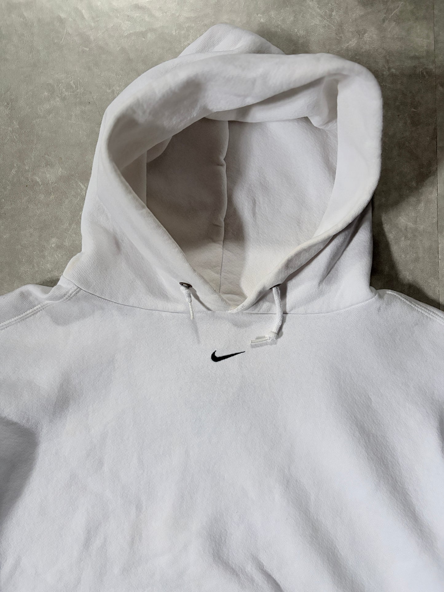 90s Vintage Nike Center Swoosh White Hoodie -L