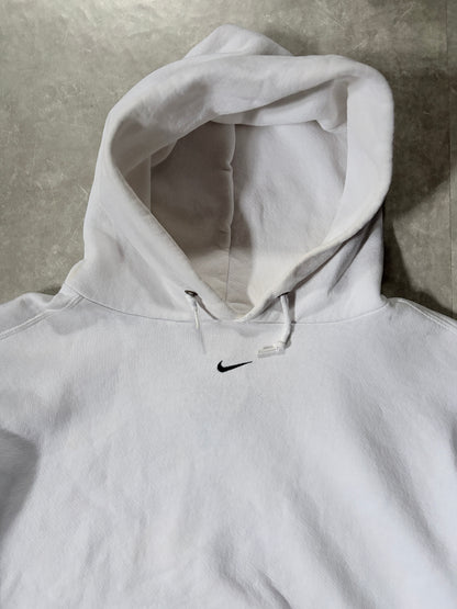 90s Vintage Nike Center Swoosh White Hoodie -L