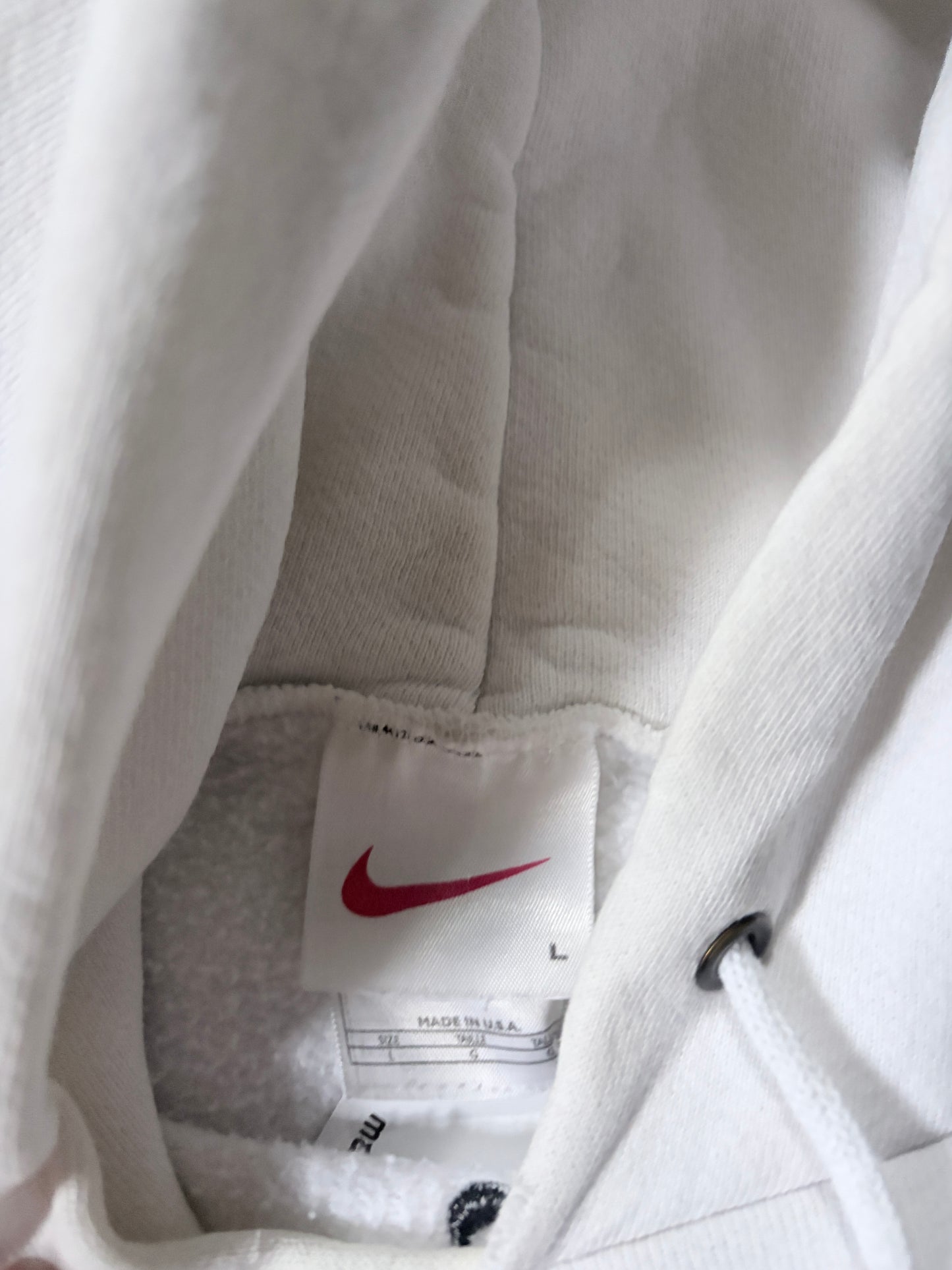 90s Vintage Nike Center Swoosh White Hoodie -L