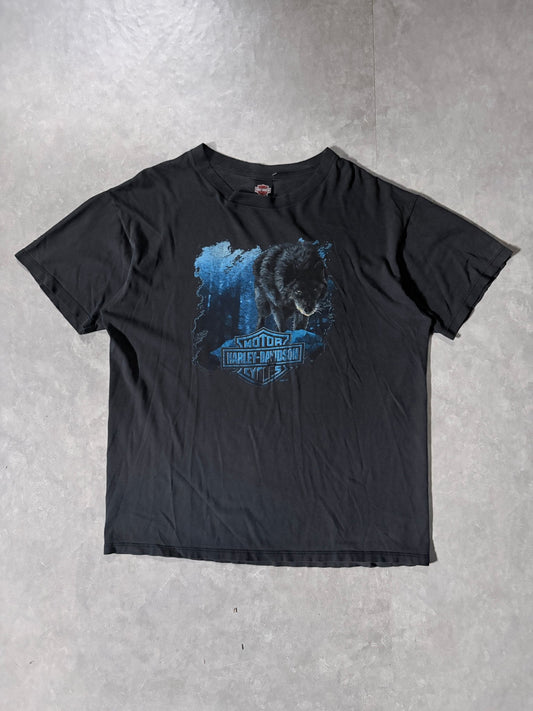 90s Vintage Harley Davidson Wolf Faded Black T-Shirt -XL - XL | Martin City Vintage
