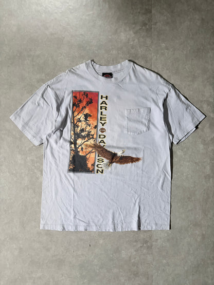 90s Vintage Harley Davidson Eagle Grey Pocket T-Shirt -XL