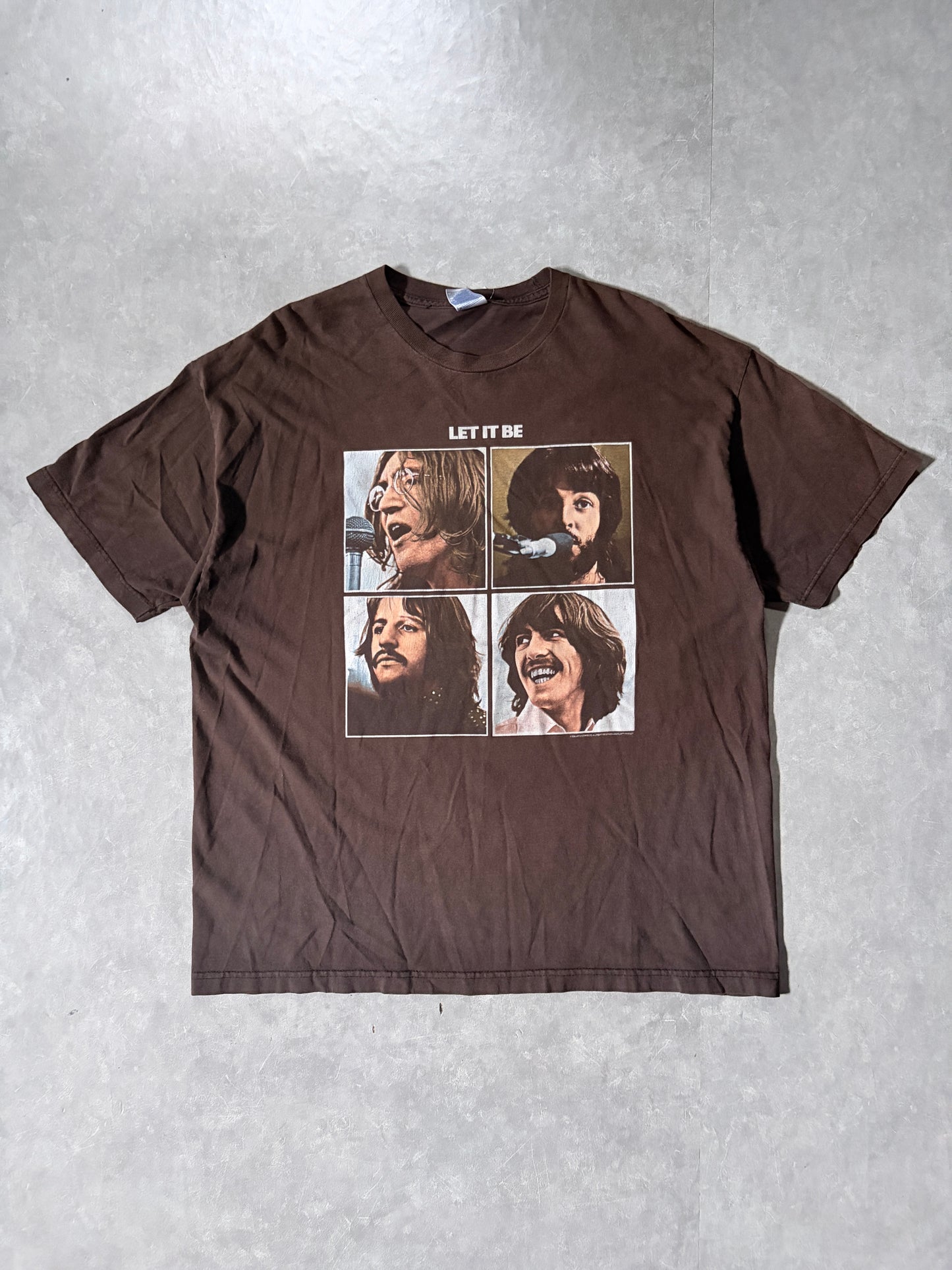 2000s Vintage The Beatles Let It Be Brown T-Shirt -XXL