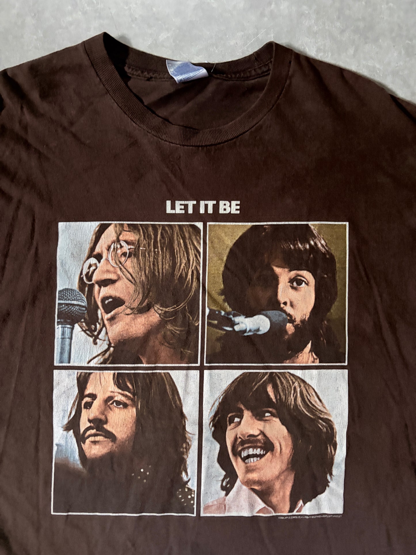 2000s Vintage The Beatles Let It Be Brown T-Shirt -XXL