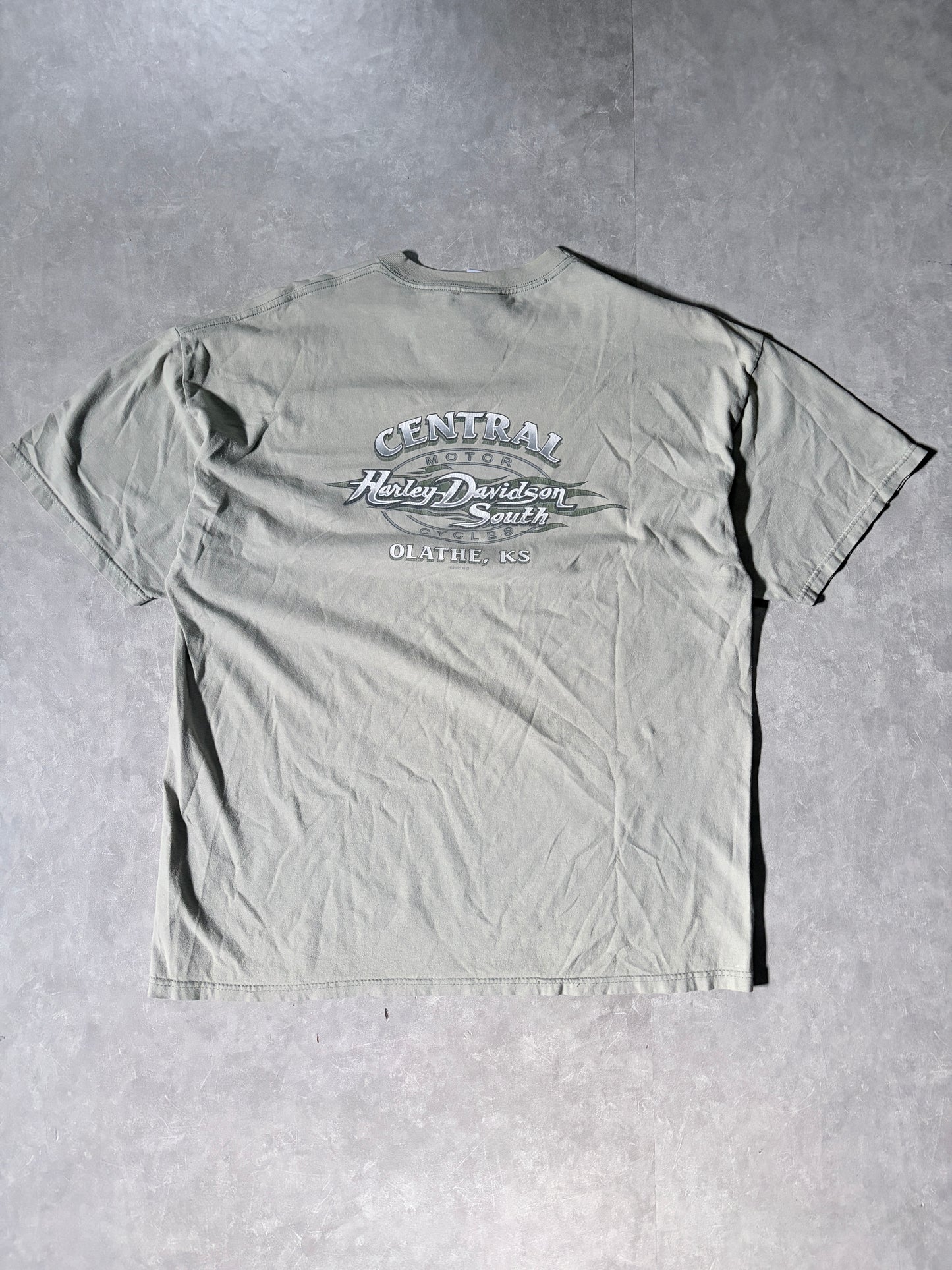 2000s Vintage Harley Davidson Light Green T-Shirt -XXL