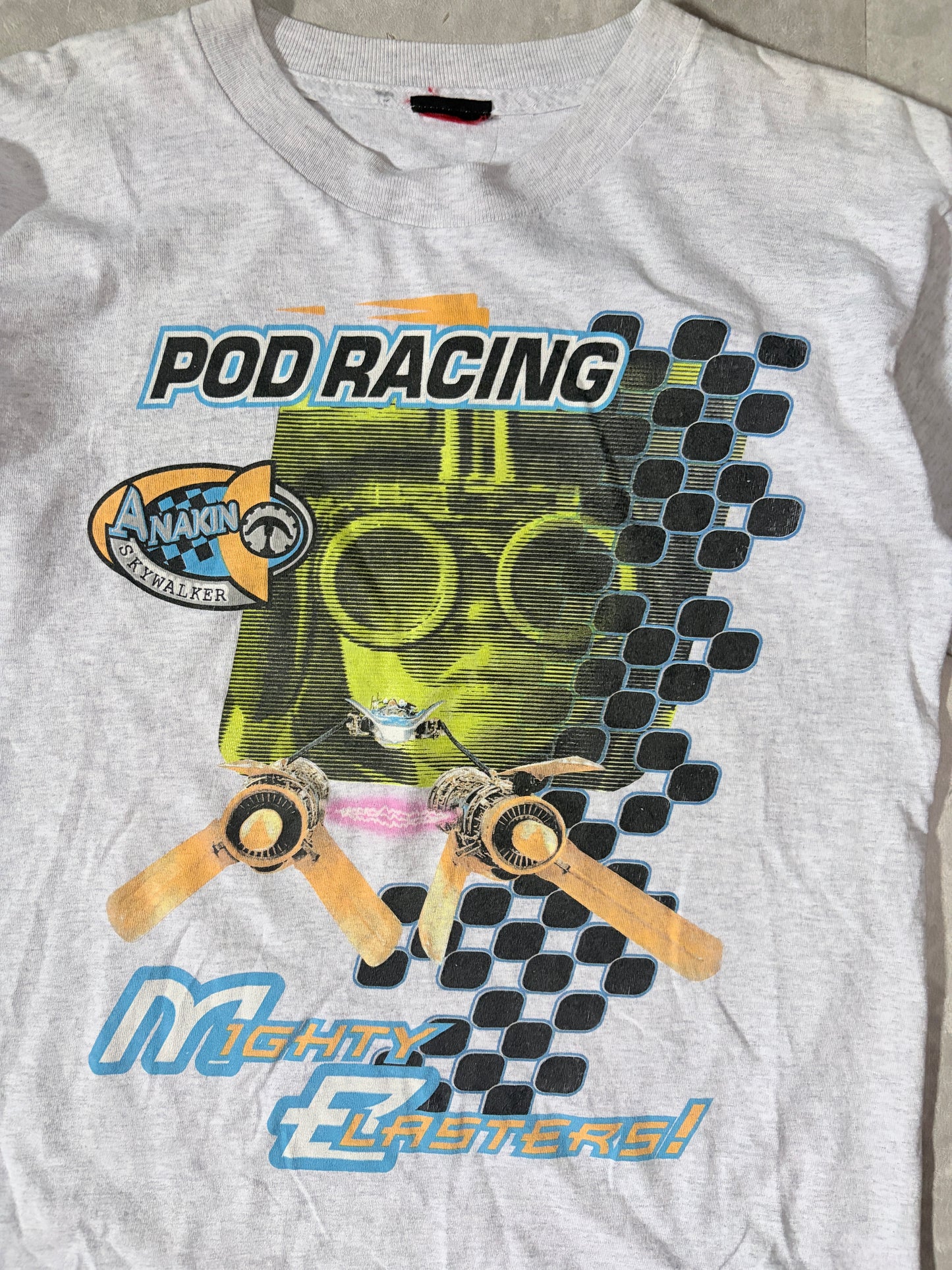 90s Vintage Star Wars Phantom Menace Pod Racing Anakin Heather Grey T-Shirt -M