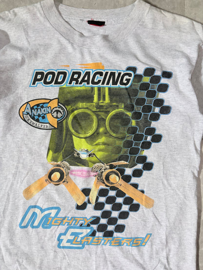 90s Vintage Star Wars Phantom Menace Pod Racing Anakin Heather Grey T-Shirt -M