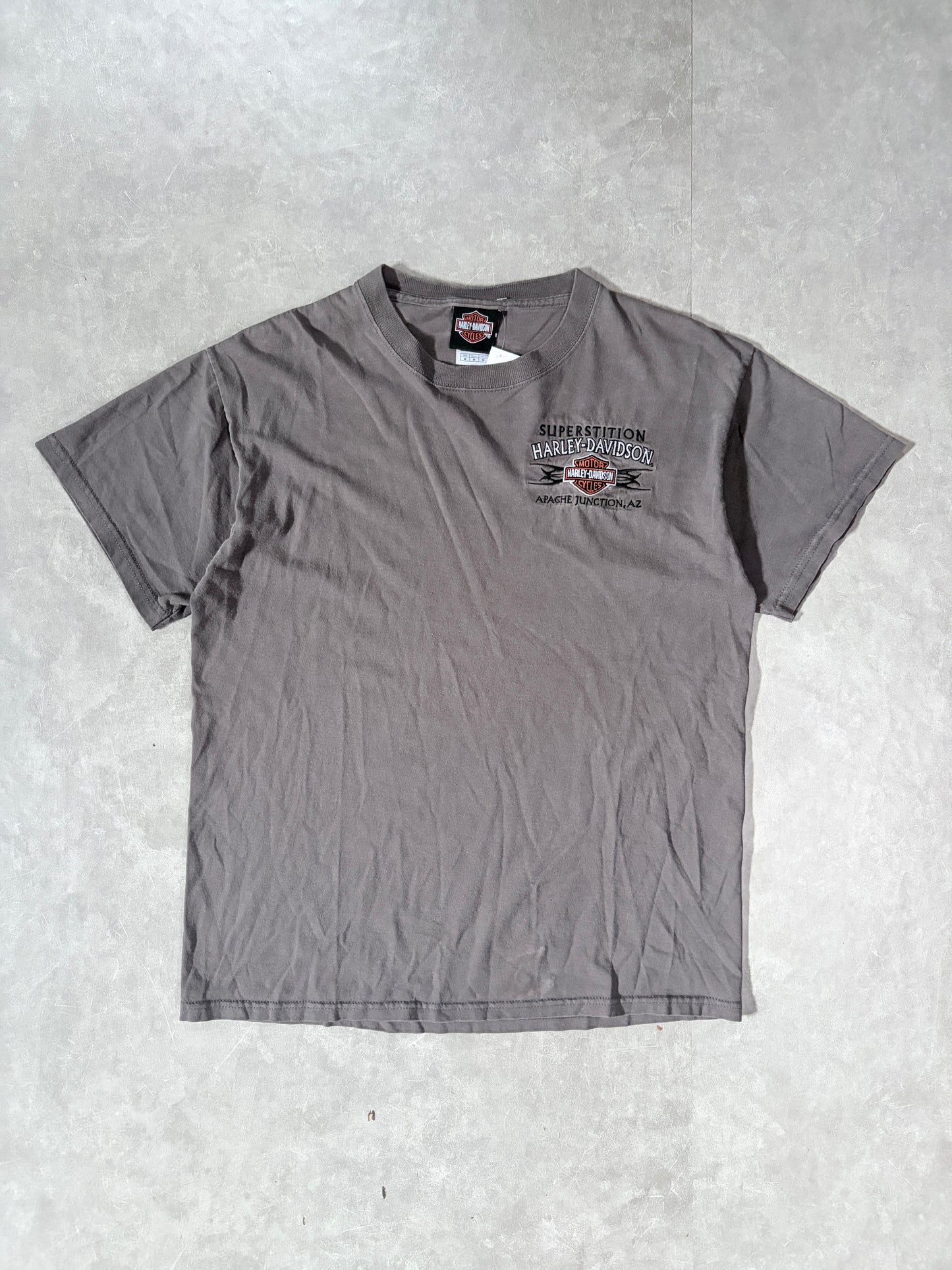 2000s Vintage Harley Davidson Embroidered Minimal Brown T-Shirt-M