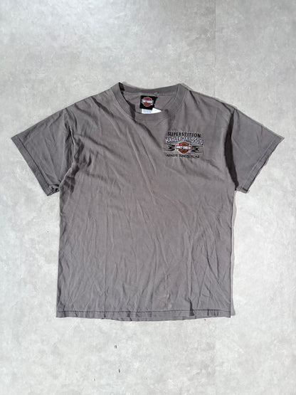 2000s Vintage Harley Davidson Embroidered Minimal Brown T-Shirt-M