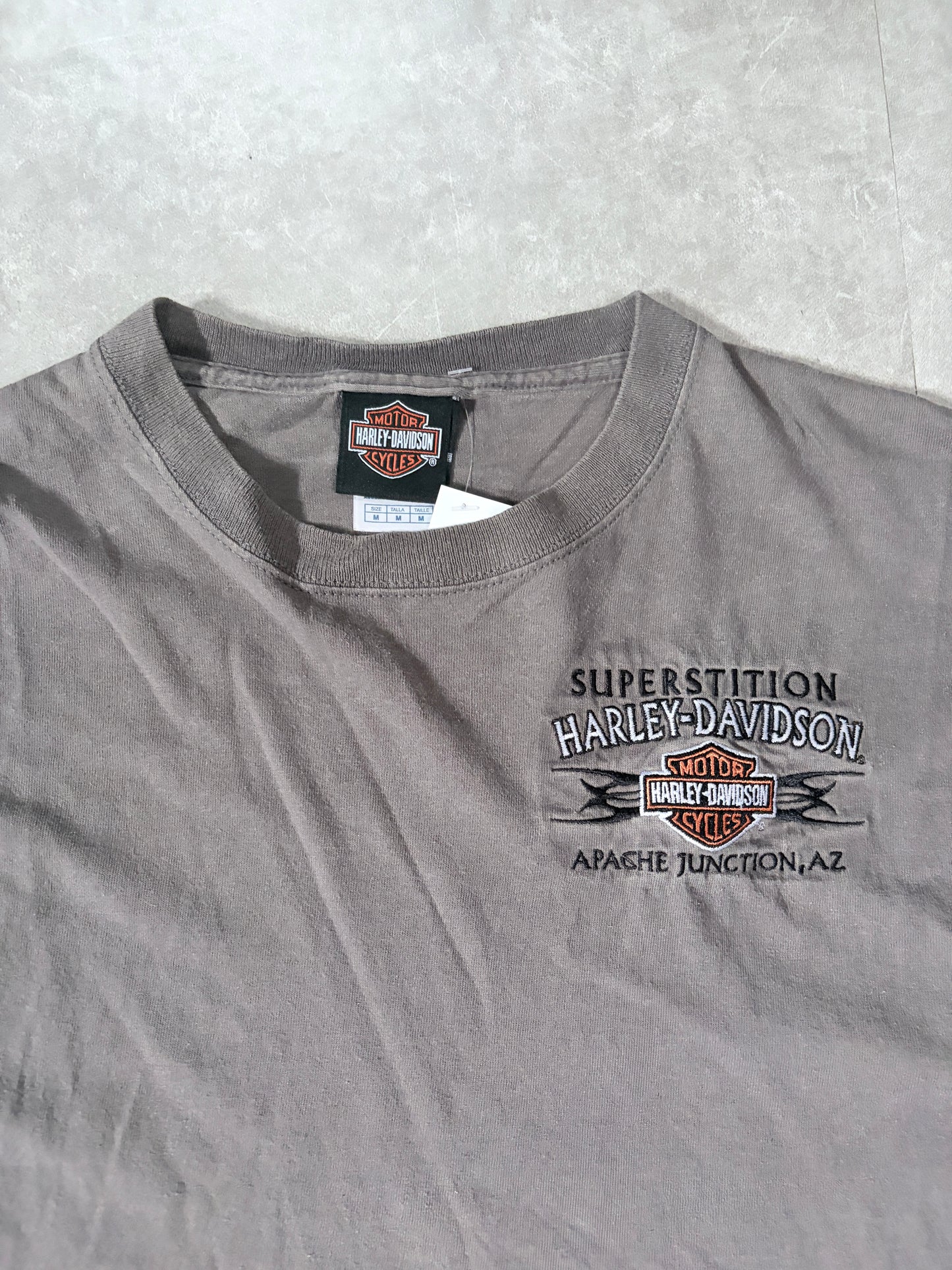 2000s Vintage Harley Davidson Embroidered Minimal Brown T-Shirt-M