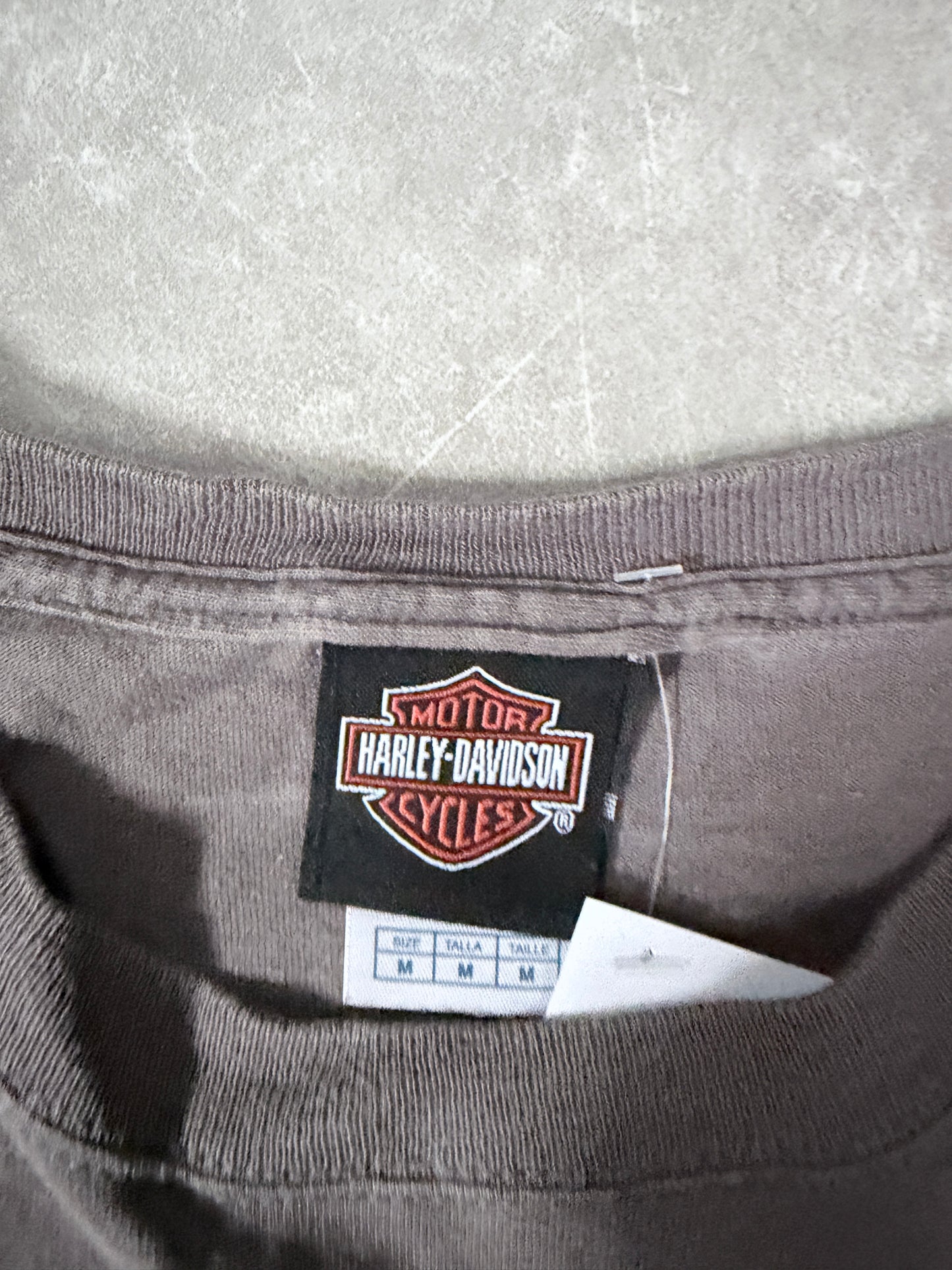2000s Vintage Harley Davidson Embroidered Minimal Brown T-Shirt-M