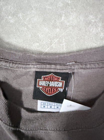 2000s Vintage Harley Davidson Embroidered Minimal Brown T-Shirt-M