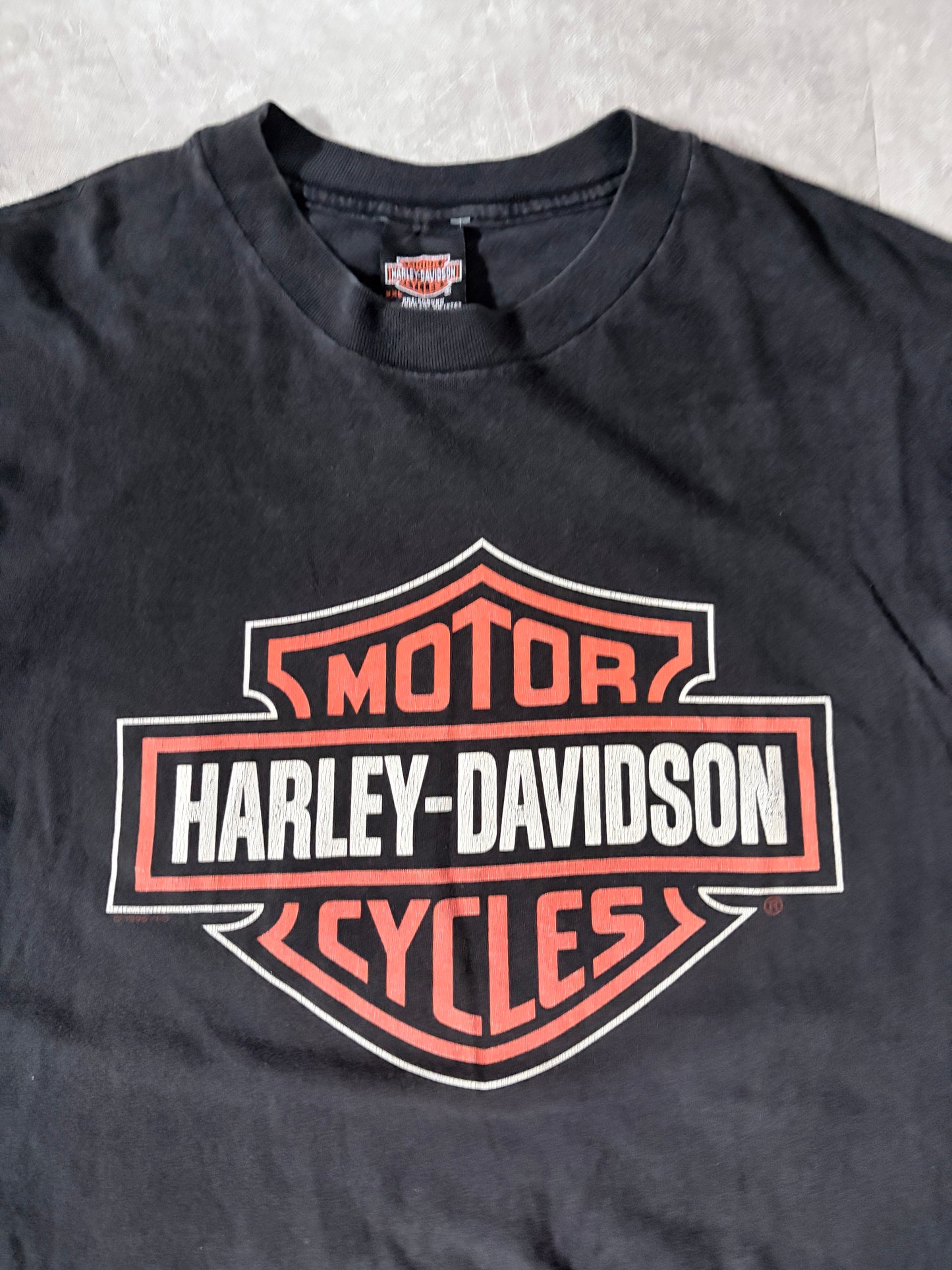 90s Vintage Harley Davidson Classic Logo Faded Black T-Shirt -XXL