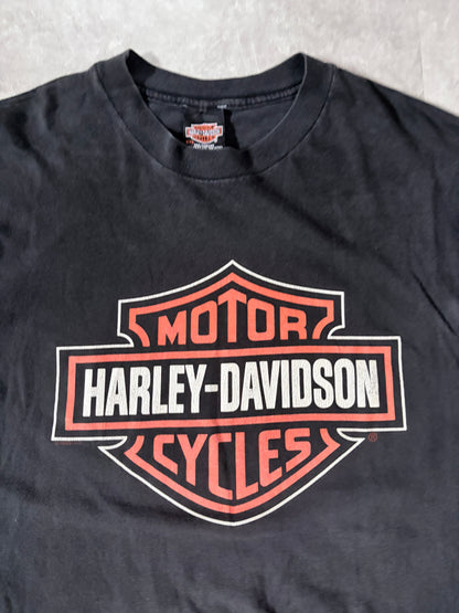 90s Vintage Harley Davidson Classic Logo Faded Black T-Shirt -XXL