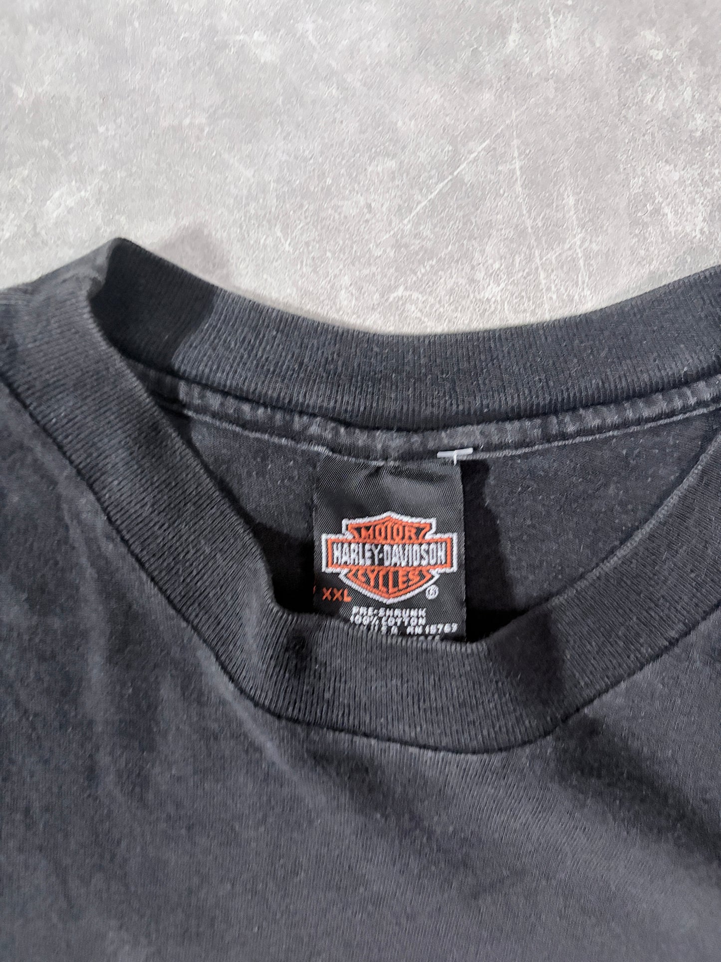 90s Vintage Harley Davidson Classic Logo Faded Black T-Shirt -XXL