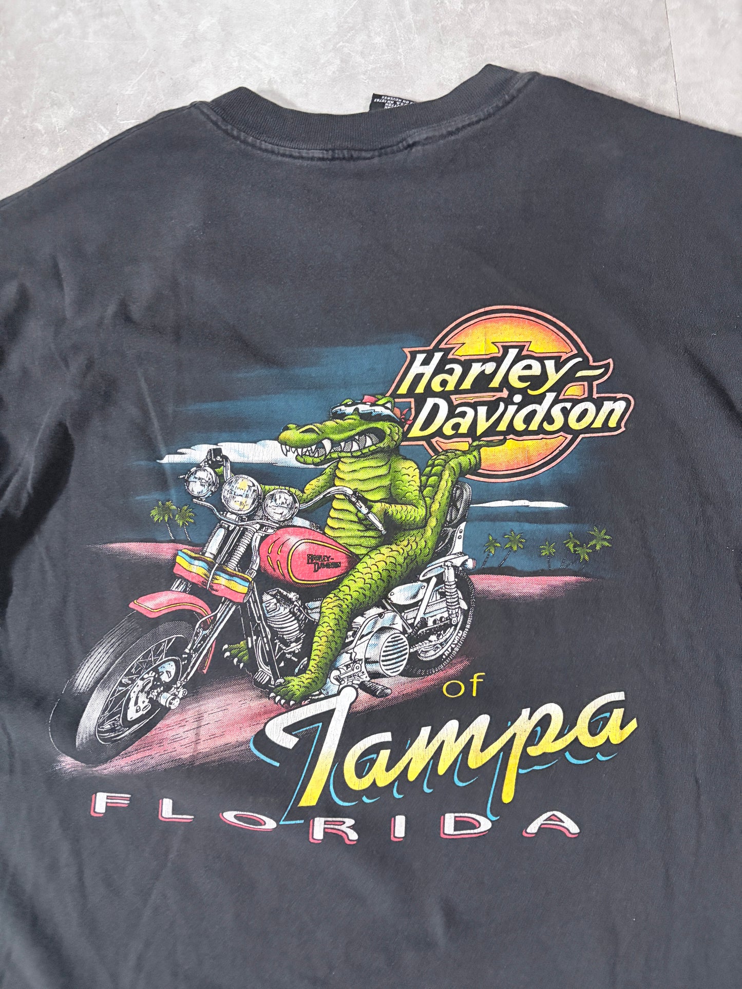90s Vintage Harley Davidson Classic Logo Faded Black T-Shirt -XXL