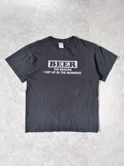 2000s Vintage Beer Funny Faded Black T-Shirt -L