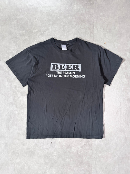 2000s Vintage Beer Funny Faded Black T-Shirt -L - L | Martin City Vintage