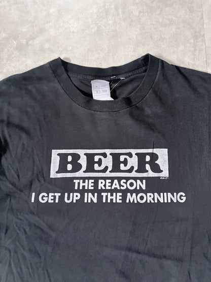 2000s Vintage Beer Funny Faded Black T-Shirt -L